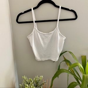 white cropped cotton tank